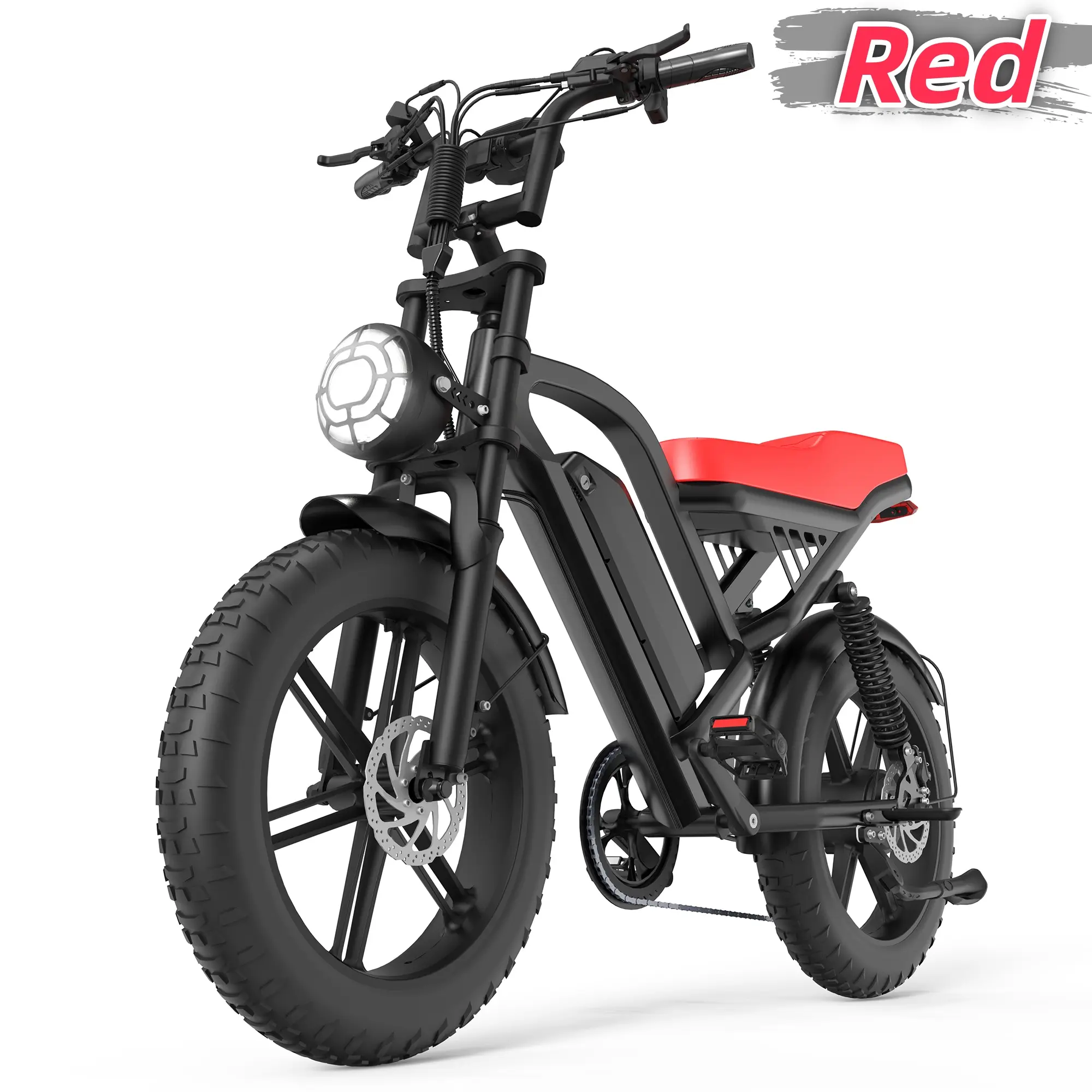 Adult Electric Fat Tire Bike, 20"x4.0 Tires, 28 MPH Top Speed, 50 Mi Max Range, Full Suspension, Dual Disc Brakes, 360 LBS Max Load, All-Terrain E-Bike for Mountain & Snow Riding Dirt Bike battery mtn