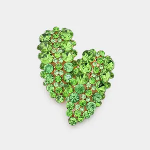 Green Round Stone Cluster Pageant Earrings | Prom Earrings |  549562