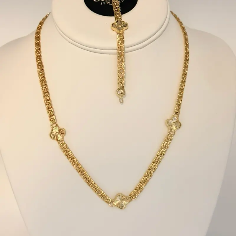Hermoso Set Tejido Chino hecho en 10k Collar y Pulsera para Uso Diario o Ocasional Joyería Fina