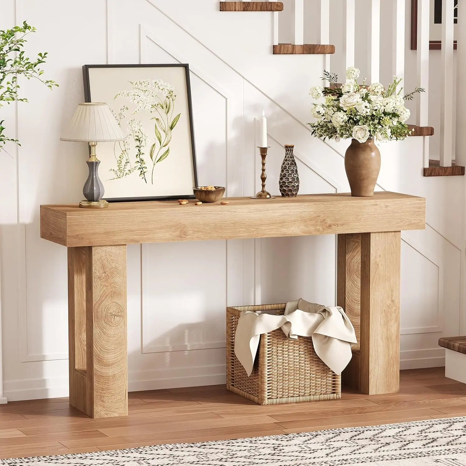 63in Farmhouse Entryway Table - Rectangular Wooden Sofa Table, Long Console Table, Behind Couch Table Ideal for Living Room, Entrance, Hallway,dorm essentials,home decor