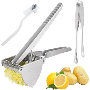 Heavy duty potato ricer stainless steel 22 oz potato masher 3in1 kitchen tool with nonslip wide handle cleaning brush food clipextra large capacity dishwasher safe