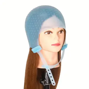 Hair highlight cap, hairdressing silicone dyeing hat, high temperature resistant reusable silicone dyeing hat toolfashion Blue Haircare Heatless