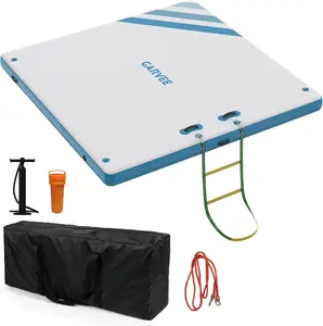 Inflatable Floating Dock Air Dock Platform Non-Slip Surface Thick Lake Floats with Portable Carrying Bag, Air Pump for Lakes, Pool, Beach, Ocean Round Solar Cover Reflective Strips black above ground Cordless Handheld Pool Vacuum with Pole