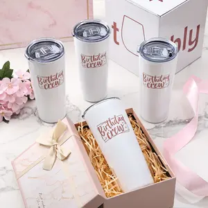 Tumbly - Birthday Crew Tumbler 4 Pack - 22oz - Birthday Squad Cups - Birthday Tumblers - Girls Trip Gifts - Birthday Cups for Women - Girls Weekend Gifts - Adult Party Favors - Party Crew Cups