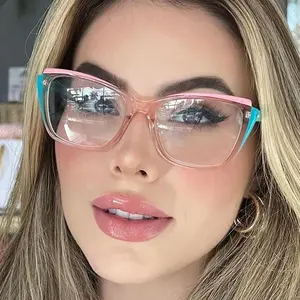 (New)Fashionable glasses with color block frame and transparent lenses - stylish and durable men's and women's computer glasses+1.0 to+4.0 Mother's Day gift [Elegant] glasses(Gift)11