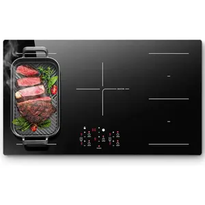36-Inch Built-In Electronic Induction Stovetop, 5-Burner 10800W Induction Hob with Double Bridge Booster Function, Timer, Child Lock, Sensor Touch Control, 240V/50A, No Plug (IHA108365)