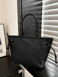 Women's Nylon Large Capacity Tote Bag, Elegant PU Material Tool Bag, All Seasons Plain Design, Perfect for Everyday Use neon alabama barker bag new new bag original caroline channing bag nick library backpack viral teacher bags for work