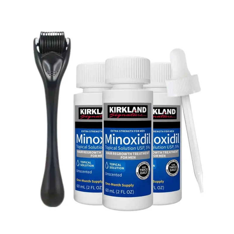 Kirkland’s 3 Month Hair Growth Supply with Home-Use Derma Roller Minoxidil For Hair & Beard Growth, Thickening And Regrowth Formula, Thickening Boost, Haircare