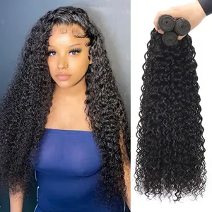 [LIVE-ONLY] Ashine Water Wave Bundles Human Hair 10A Brazilian Virgin Human Hair Bundles Double Weft Bundles Natural Black Color Wet and Wavy
