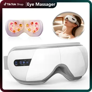 VITCOCO Eyes Massager Rechargeable 4D White Smart with Heat Vibration for Eye Fatigue Relief Adjustable Temperature Bluetooth 5.0 for Men Women Relaxing Gift