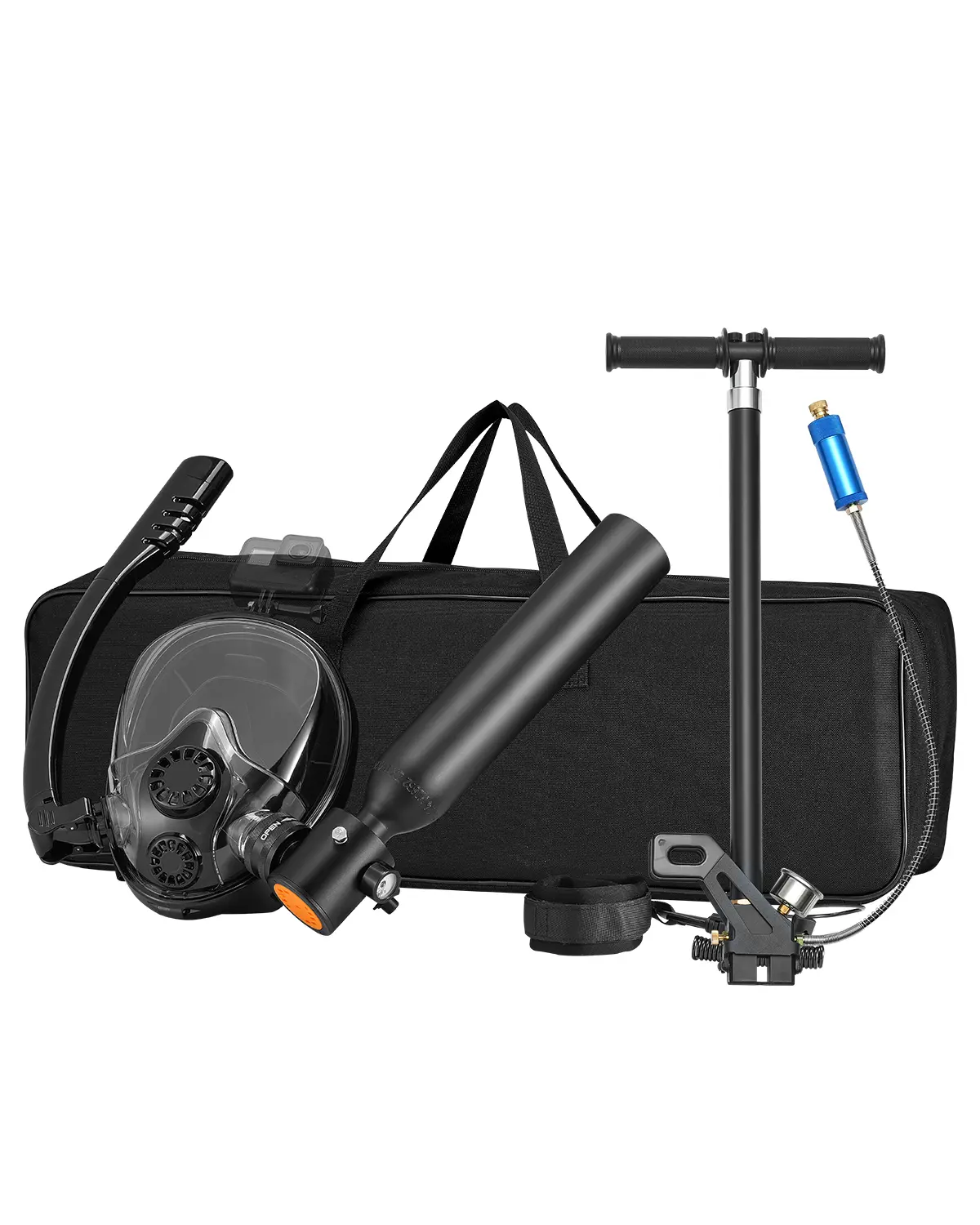 【SummerFinds】VEVOR Scuba Tank, 0.5L Portable Diving Tank, Diving Oxygen Cylinder Support 5-10 Minutes Underwater Breathing, 32.81 ft Diving Depth, Refillable Snorkel Air Tank with Pump for Underwater Exploration
