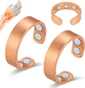 2PCS Magnetic Copper Rings for Women & Men,99.99% Pure Copper Ring with 9X Magnets Gift Adjustable
