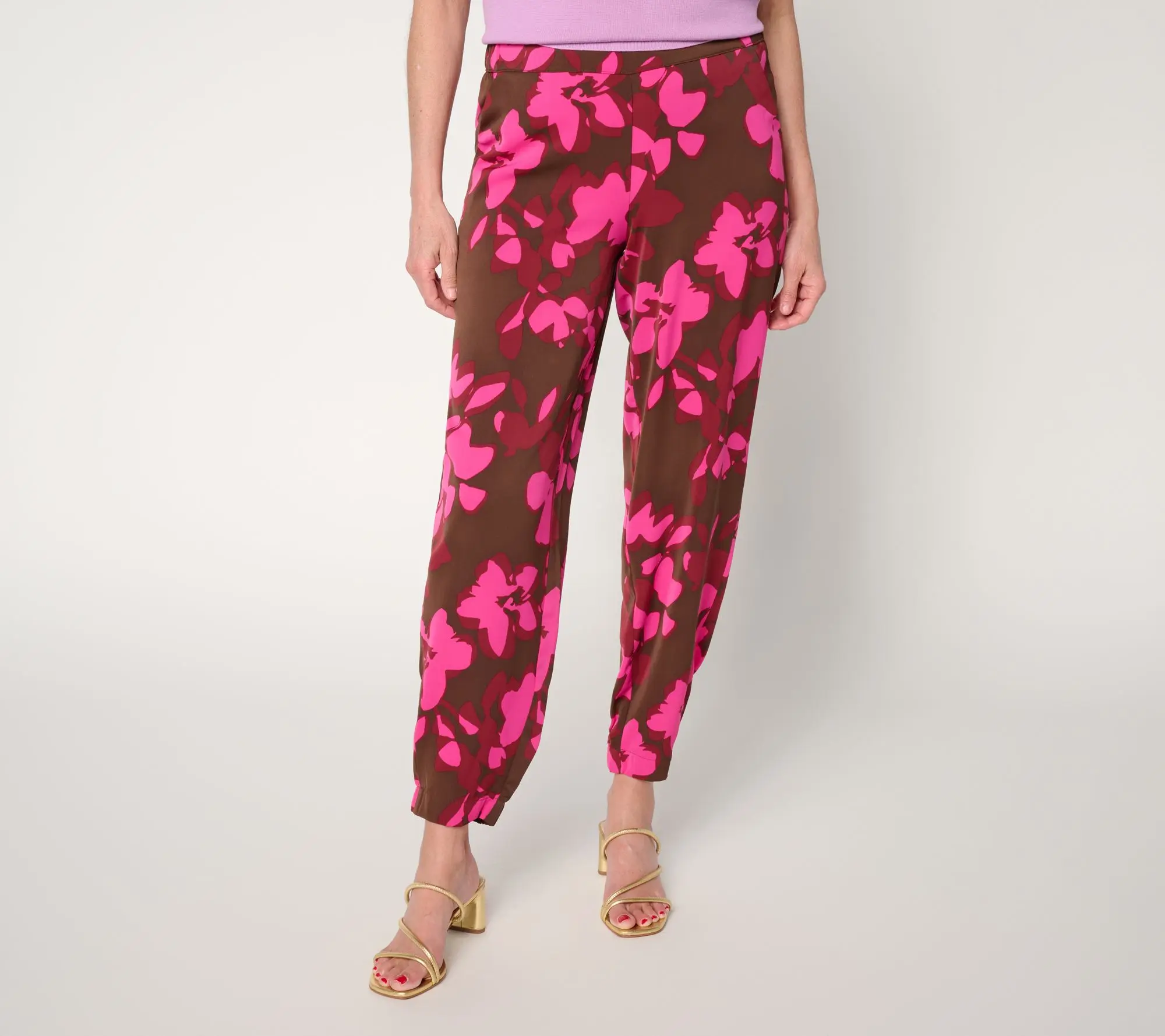 Carla Rockmore Collection Petite Pull-On Printed Crepe Ankle Pants