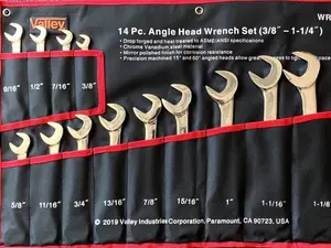 Valley 14 PC Combination Angle Wrench Set SAE - Drop Forged & Heat Treated, Chrome Vanadium Steel, Mirror Polished Finish, ASME/ANSI Specifications