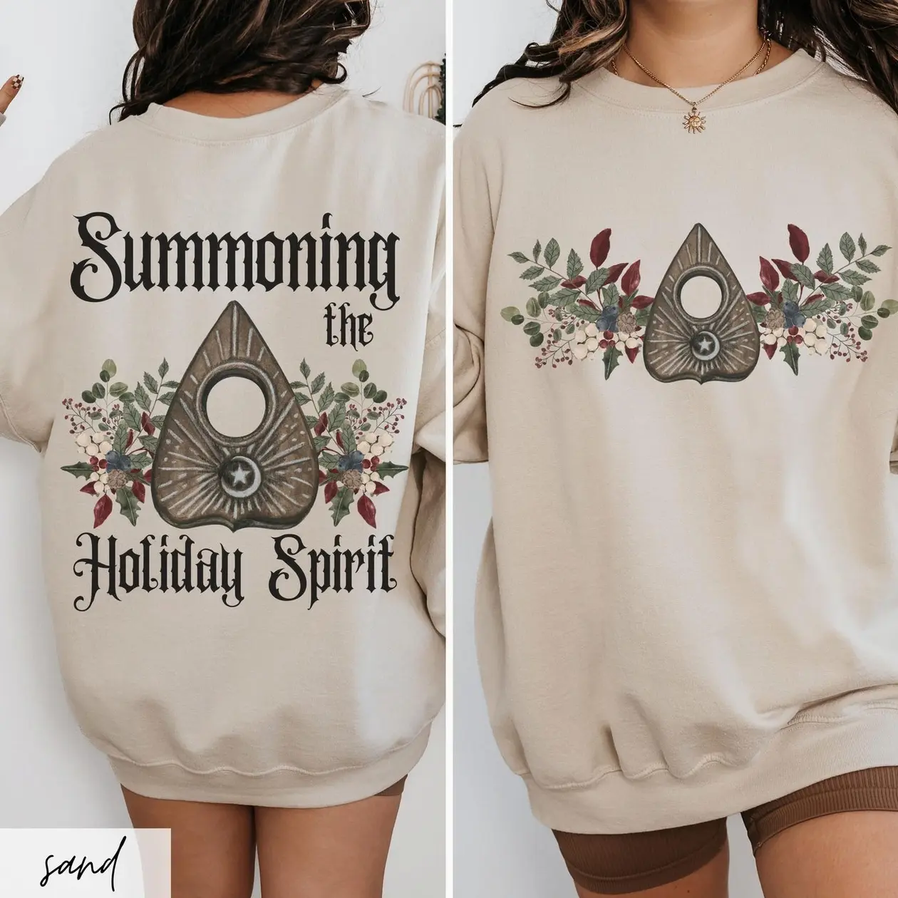 Summoning The Holiday Spirit Sweatshirt, Gothic X-Mas Crewneck Hoodie, Witchy, Goth Christmas Sweater, Witchy Clothing I