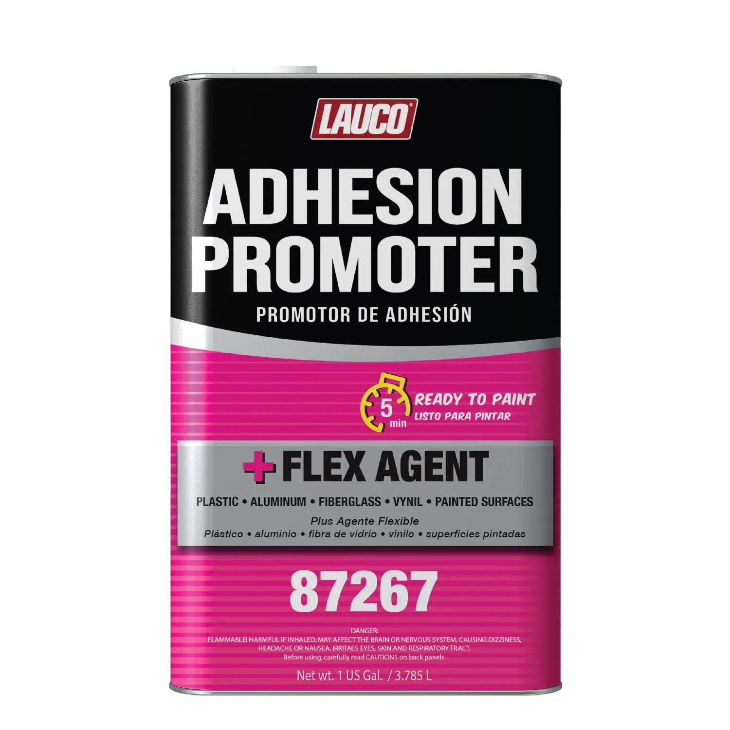 Lauco 1 Gal (3.785 L) Multi-Surface Adhesion Promoter (87267) - Automotive Fast-Drying Agent with Flex Agent, Spray/Wipe Application, for Body Shops, Bumper Repair, Plastic/Metal Surfaces, Bumpers, 1 Us Gal, Ready To Coat, 5 Minutes, Fiberglass