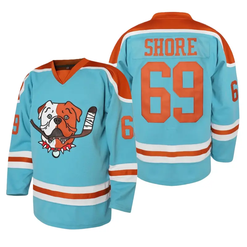 Men's Shore 69 Sudbury Blueberry Bulldogs Embroidery V-Neck Adult Fan Hockey Jersey - Sports Clothing, Mens Clothing, Collectible Game-Day Look Uniform