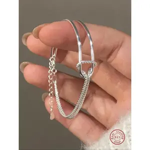 S925 Sterling Silver Double Layer Chain Bracelet, Fashionable Jewelry for Women & Girls, Trendy All-match & Exquisite Jewelry Back To School, Gifts with Box, Silver Jewelry,  Bf and Gf Bracelet, Adjustable Link Bracelet