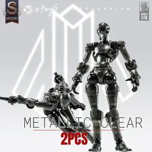 1/18 Scale Sci-Fi Mecha Model Dual Set, Super Poseable Realistic Multi Jointed Robot Assembly Figure, Cyberpunk Bionic Action Collection, DIY Display, Pok Joint System, 9.6cm, Figures Combo