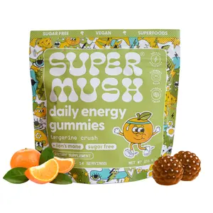 SuperMush Energy Mushroom Gummies - Organic Lions Mane Supplement with Cordyceps, Rhodiola, L-Theanine, Maca - Vegan & Sugar-Free - Energy, Focus, Stamina, Stress Reduction