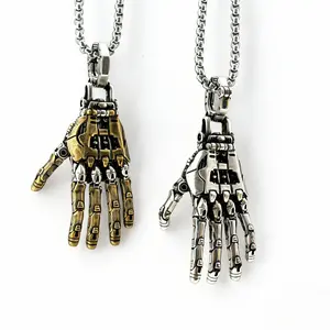 2026 New Cyberpunk Style Movable Joint Mechanical Hand Pendant Necklace | Also Usable as Keychain | Mechanical Style | Hip-Hop Style | Biker Style | Party Jewelry | Ideal Gift Choice