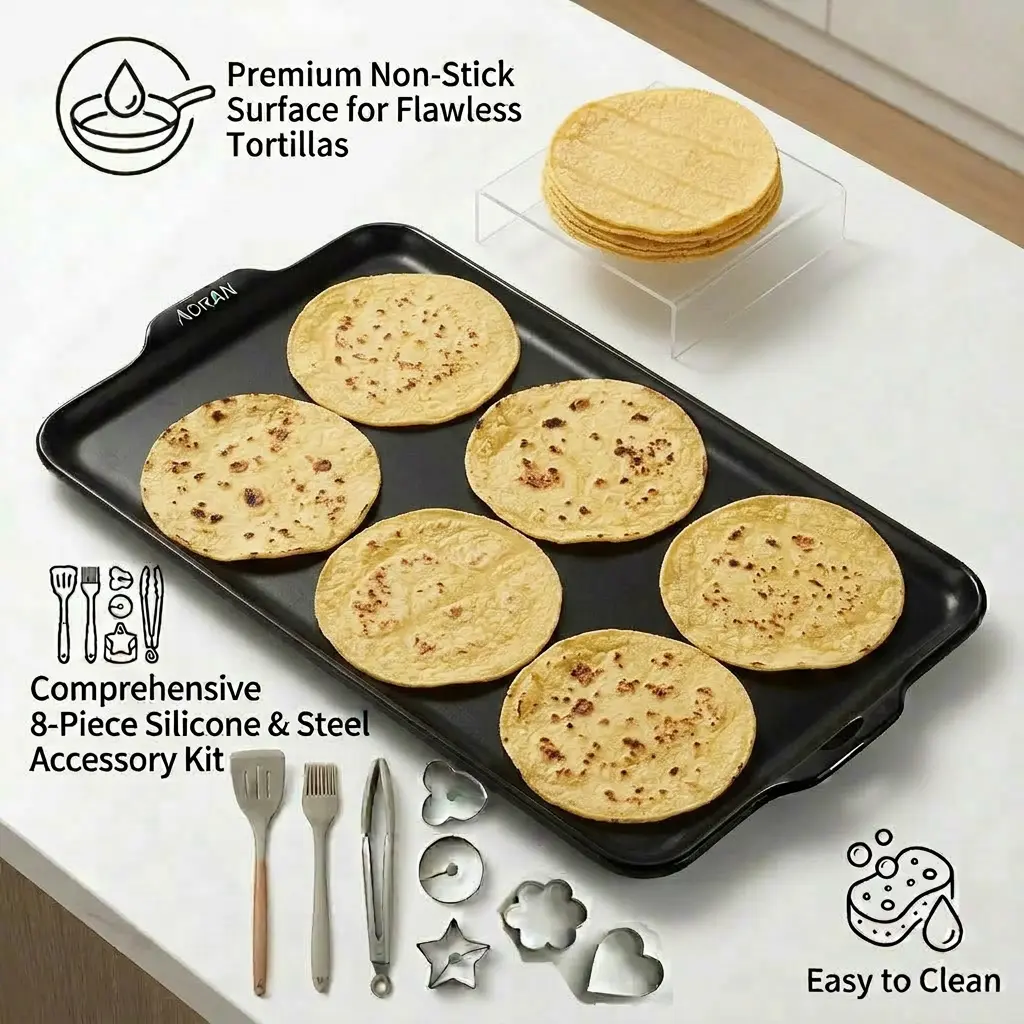 AORAN Ceramic Non-Stick Food-Grade Baking Pan (Bakeware) - Perfect for Taco, Tortilla, Bacon Prep - Dishwasher-Safe for Family Gatherings
