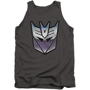 Men's Cotton Sleeveless Casual Tank Shirt, Licensed Transformers Vintage Decepticon Logo, Unisex Adult Graphic Design, Sturdy Hem