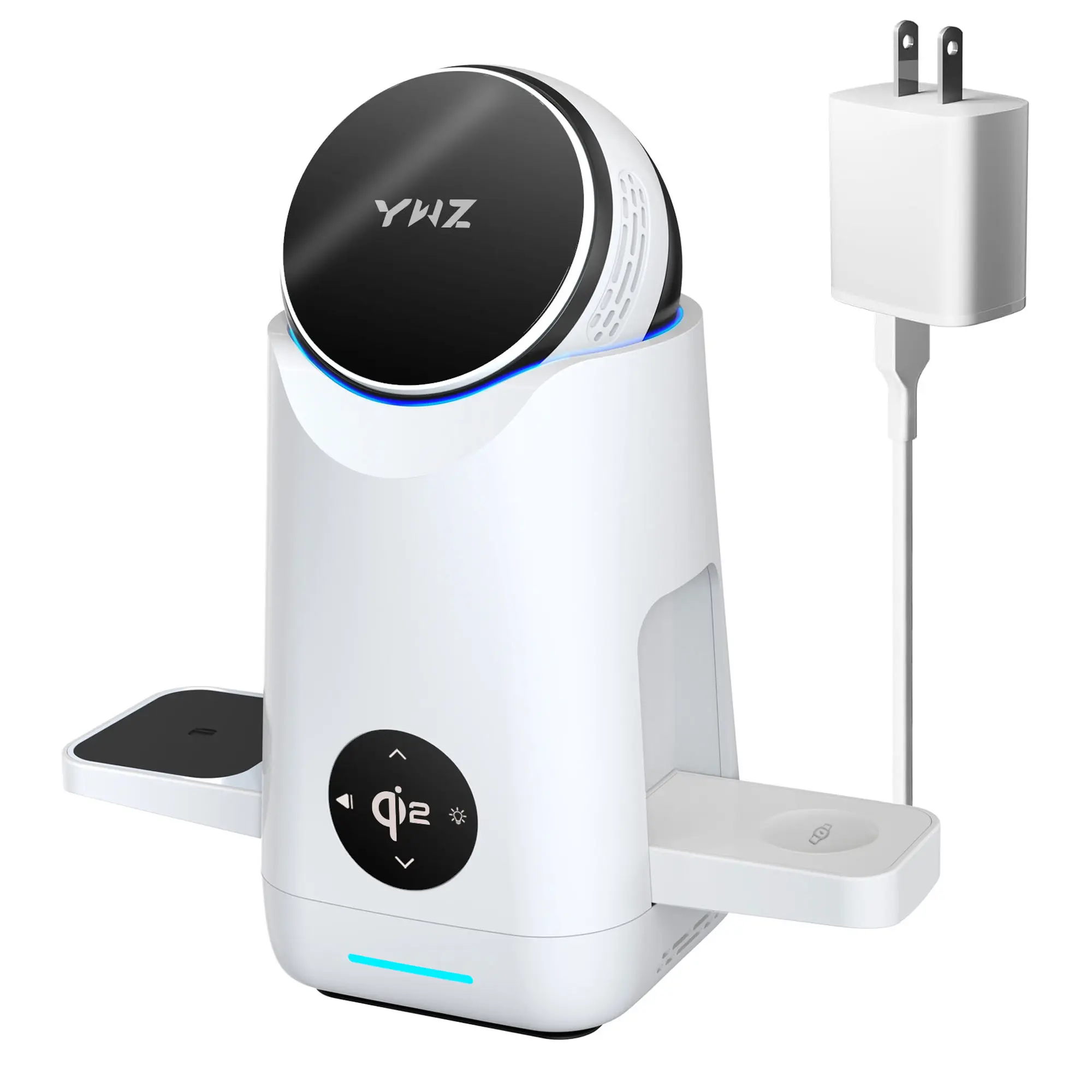 YWZ 3-in-1 Mobile Charging Station - Qi2 Certified Vertical Wireless Charger with LED Light, iPhone Charger for 17/16/15/14/13/12 Pro Max, Smart Watch, Earbuds, Samsung, MagSafe Compatible, Power Adapter Included (No Battery)