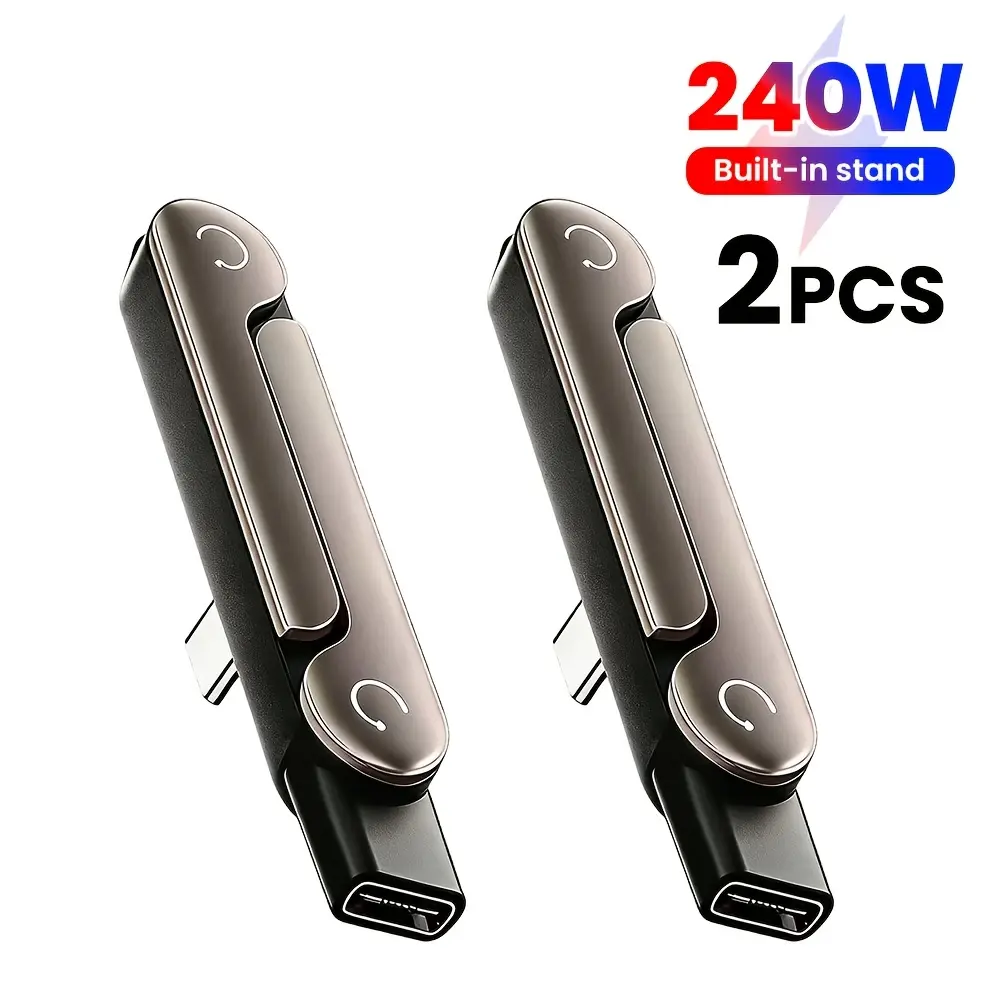 2pcs Foldable 240W Bracket Adapters, 240W Fast Charging USB Type C Data Cable Adapters, Pack of 2 OTG Adapters for 240W Brackets