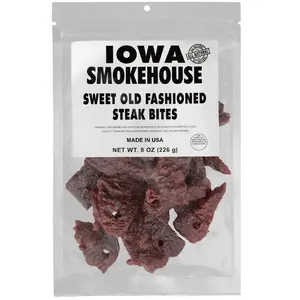 8 oz Steak Bites Sweet Old Fashioned - All Natural & Gluten Free - 9g of Protein, All USA Beef - 8 Oz (resealable bag)