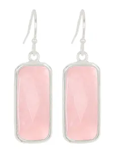 Rose Quartz Rectangle Drop Earrings, Handmade Jewelry, Gift For Her, Gemstone Earrings, Earrings Of The Day, Luxury Jewelry