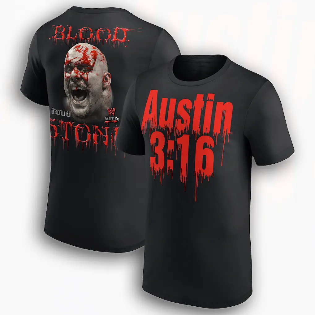 Stone Cold Steve Austin Blood From A Stone T-Shirt, Men's Black Wrestling Graphic Tee, Retro Austin 316 Fan Apparel, Unisex Shirt