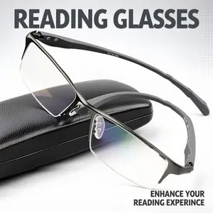 Half Frame Reading Glasses for Men and Women Blue Light blocking Lightweight Computer Readers with Portable Case