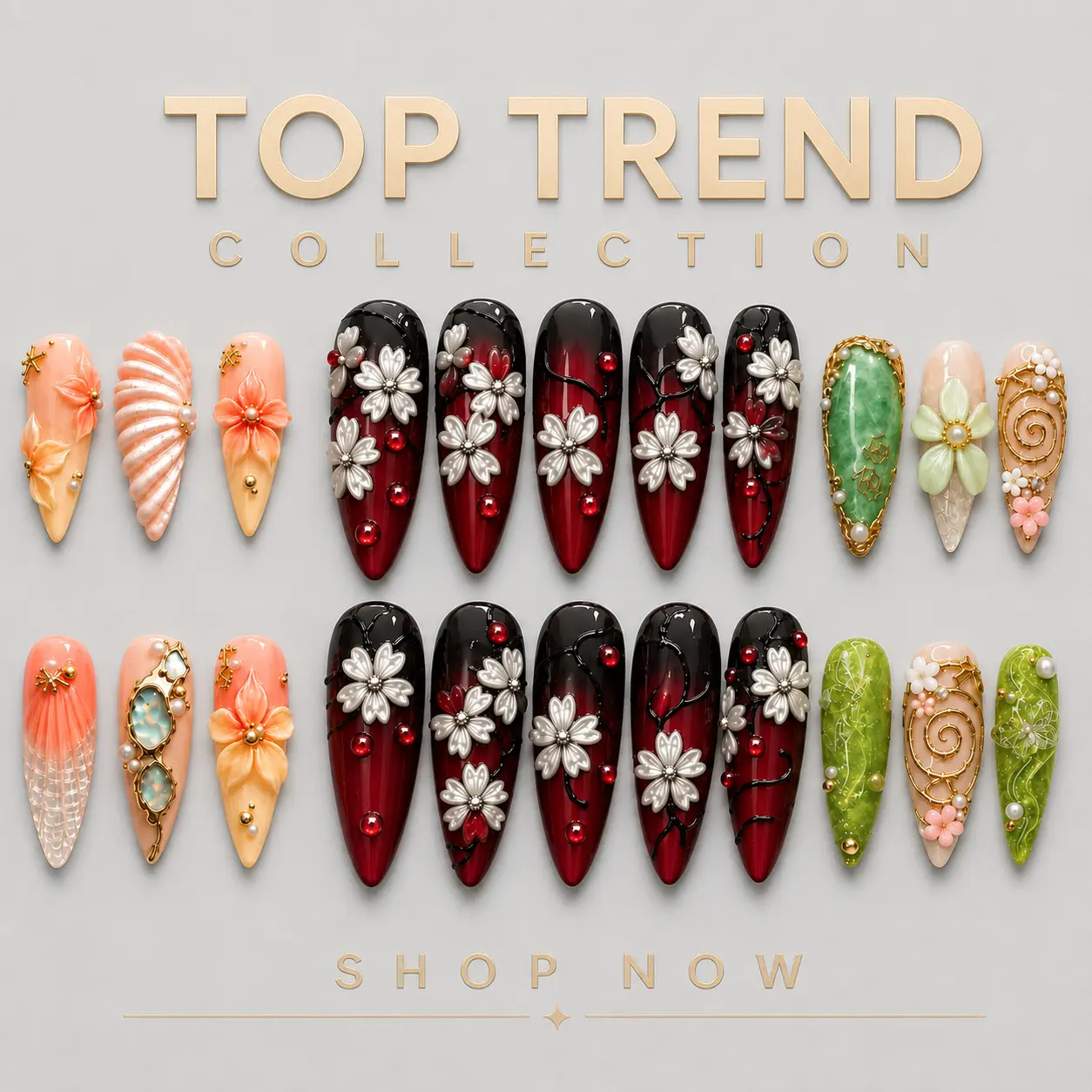 NAILCOUTURE top trend  – 100% Handcrafted 3D Press-On Nails | Reusable, Long Lasting, Salon Quality nail art