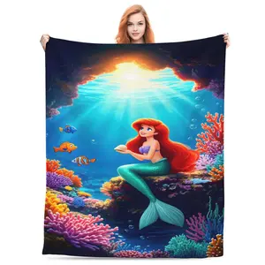 DISNEY CLASSIC The Little Mermaid Ariel Underwater Throw Blanket - Soft Warm Cozy Blanket for Kids Girls Teens Adults, Perfect Birthday