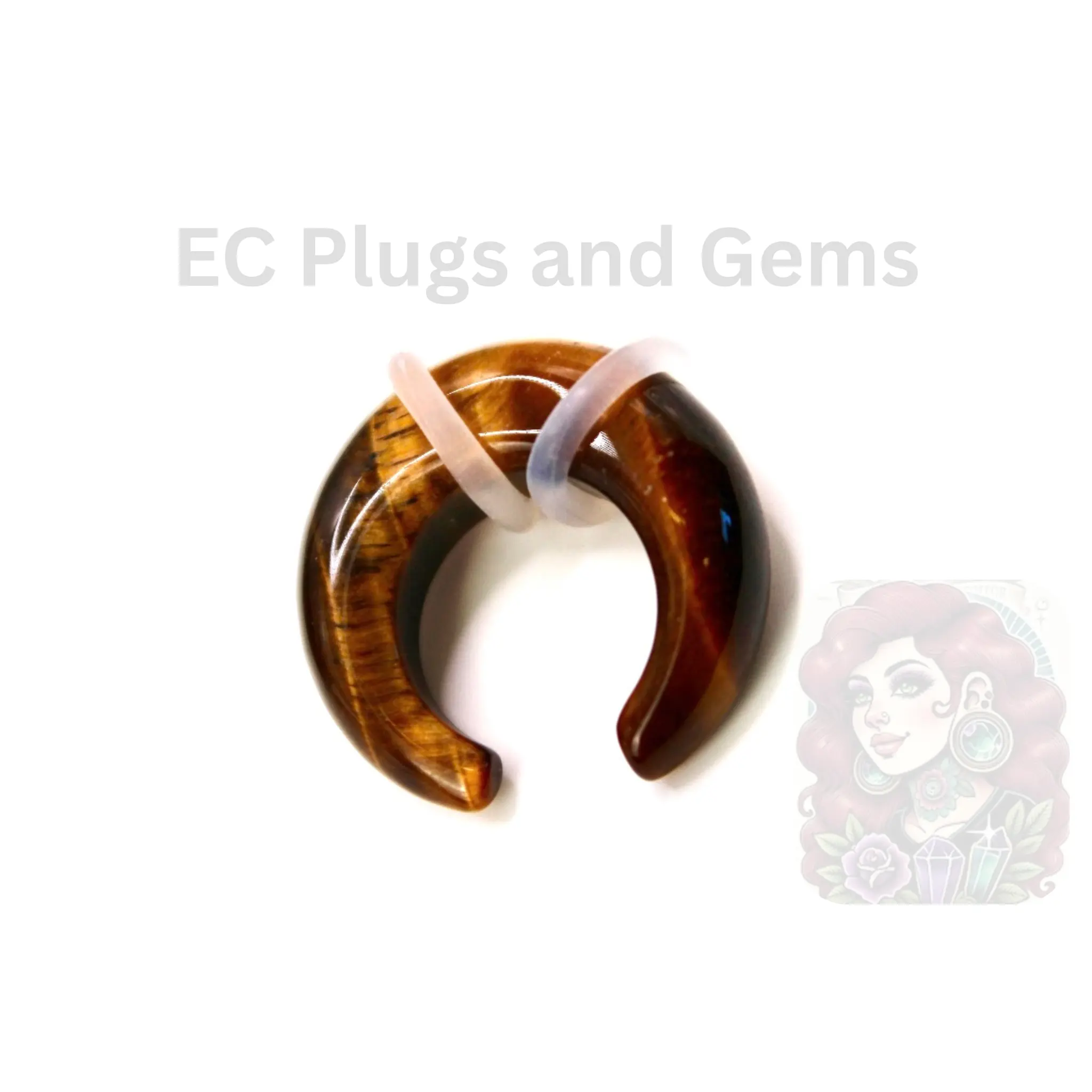 Unisex Polished Golden Brown Natural Tigers Eye Stone Pincher-Style Septum Gauge Ear Plug - Body-Safe Piercing Jewelry, Grounding Gemstone, Septum Rings, Gems for Piercings, Negativity Protection