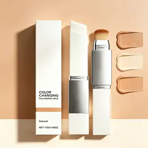 Dark Color Two in One Color Changing Foundation Make-up Stick Natural Moisturizing Comfortable Light Non Greasy for Dark Skin Concealer Makeup Oil Blend Cosmetic Moisturizer Hydrate Moisture Hydrating Lid Flawlesslabs cushion clickbait Makeup adaptive