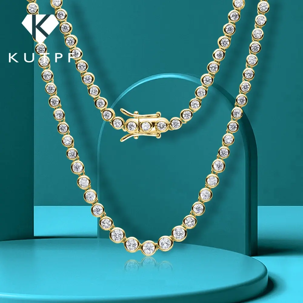 925 Sterling Silver 2/3mm Moissanite Diamond Tennis Necklace/bracelet Bezel Setting with Gra Certificate Fine Jewelery for Women