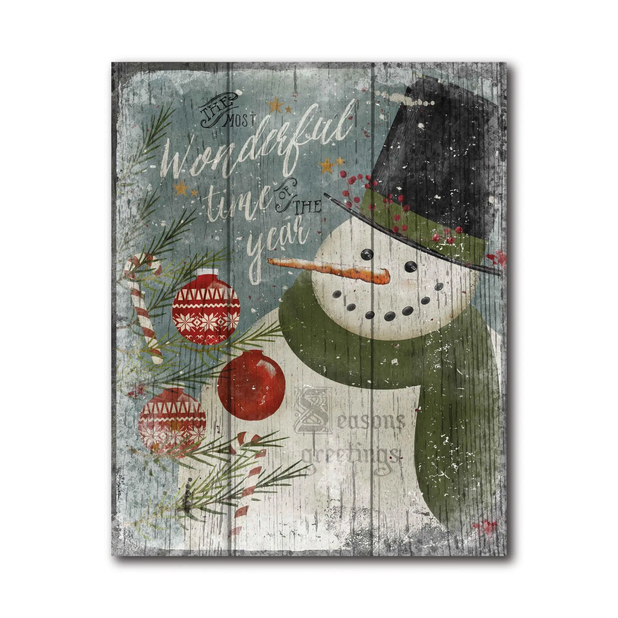 Courtside Market Most Wonderful Time Snowman 16 x20 Canvas Art