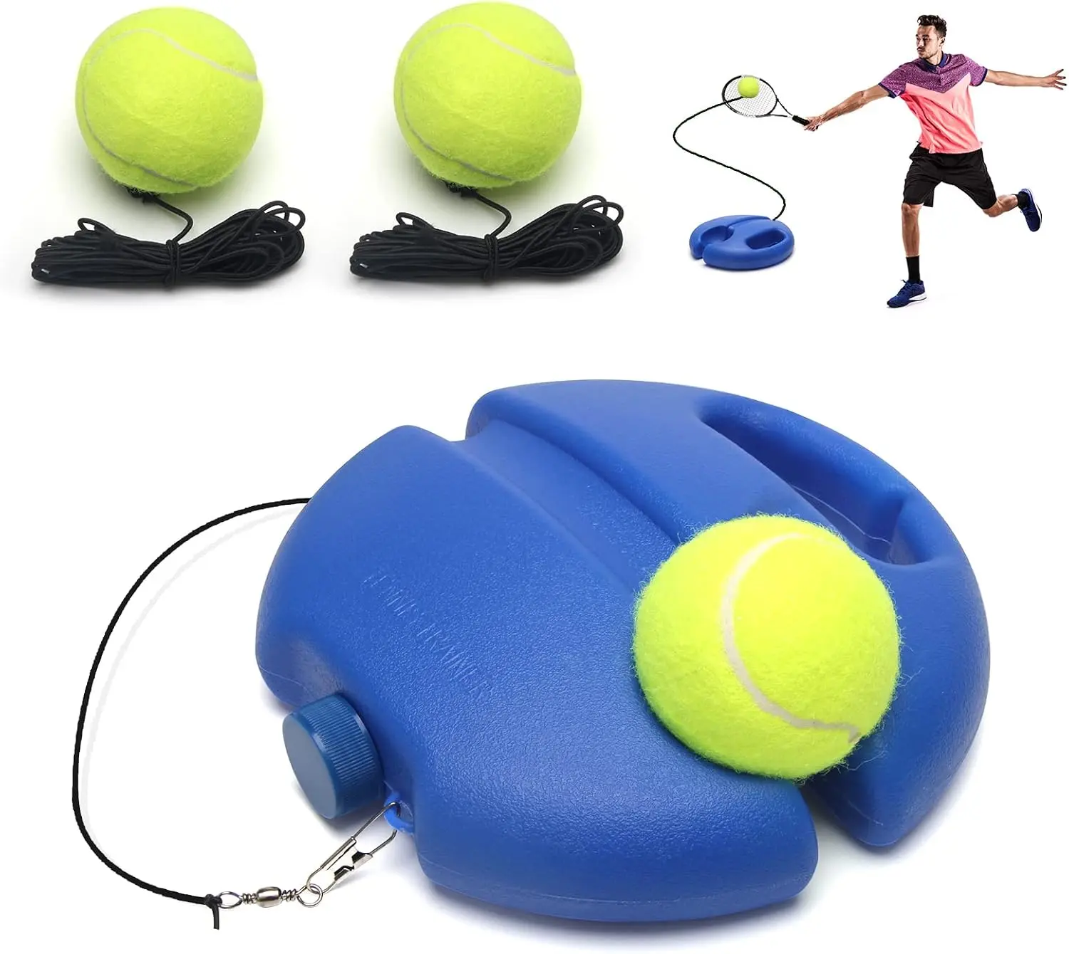 Portable Outdoor Solo Tennis Trainer Rebound Set with 2 Balls, Self-Practice Equipment for Beginners to Boost Batting & Throwing Skills, Ball Rebound, Hollow Body