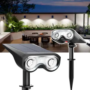 【Springtok】HMDecor Solar Spot Lights Outdoor, IP67 Waterproof 2 Pack 3 Lighting Modes Landscape Spotlights for Yard Garden Yard Pool Fence House Garage Pathway  Fall Decoration solarlights of