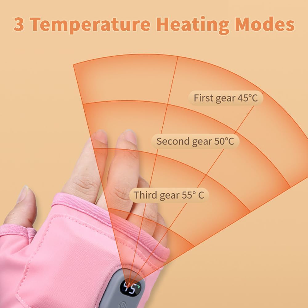 Electric Heated Fingerless Gloves for Men & Women - Touchscreen Gloves for Working in Cold Winter Weather Rechargeable