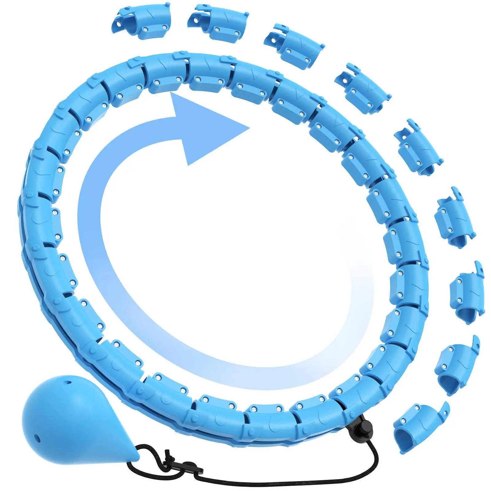 Weighted Hula Circle Hoops for Adults, Infinity Fitness Hoop Plus Size 47 Inch, 24 Detachable Links, Exercise Hoop Suitable for Women and Beginner, exercise hoop, weighted hoop fitness