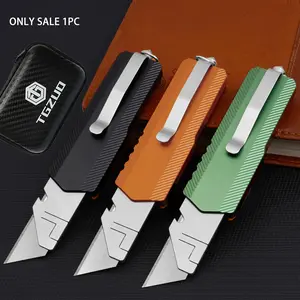 Aluminum Alloy Utility Knife Multifunctional Knife with 10 Spare Blades, Well Designed Blades, Handmade DIY Paper Cutting Outdoor Camping Hunting Knife, Dual Material Design, Lightweight Tools, Portable Hand Tools