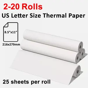 2-20 Rolls US Letter Size Thermal Printer Paper 8.5''X11'' Quick-Dry Thermal Paper - Suitable for Various Applications