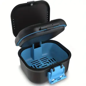 Multifunction Double Layer Denture Cleaning Cup, Leak-Proof Soaking Box with Filter Structure, Portable Travel Denture Storage and Cleaning Case, Dental Appliance Care Container in Multiple Colors, Lightweight Design