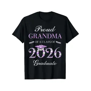 Menswear Casual Short-Sleeve Print T-Shirt - Proud Grandma Apparel for 2026 Graduates