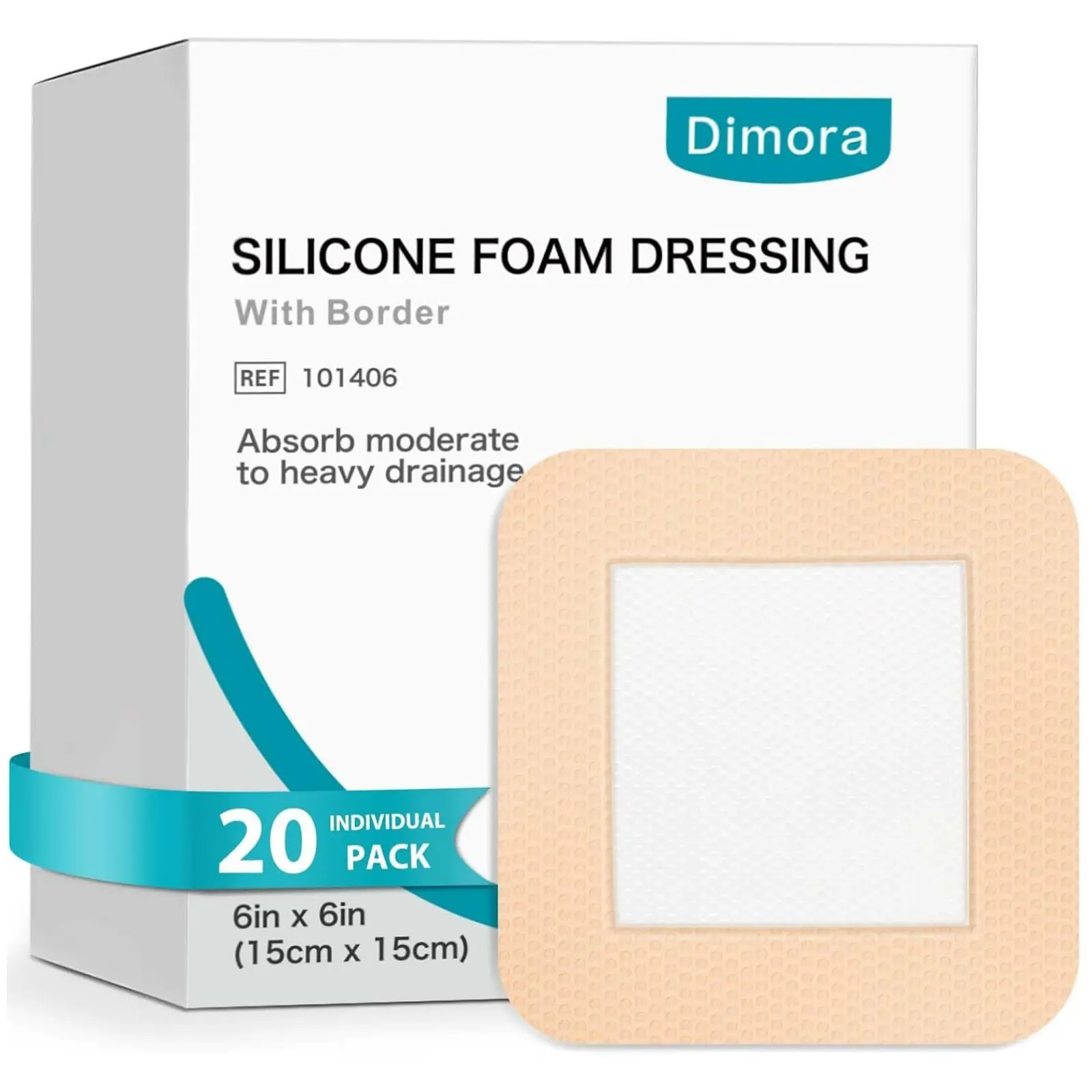 Dimora Medical-Grade Silicone Foam Dressing with Adhesive Border - Waterproof Wound Care Bandage, Hypoallergenic Soft Silicone Pads, Absorbs 15 Times Wound Exudate, Gentle for Sensitive Skin, Long-Term Bedridden Patients & People with Diabetes, Patients W