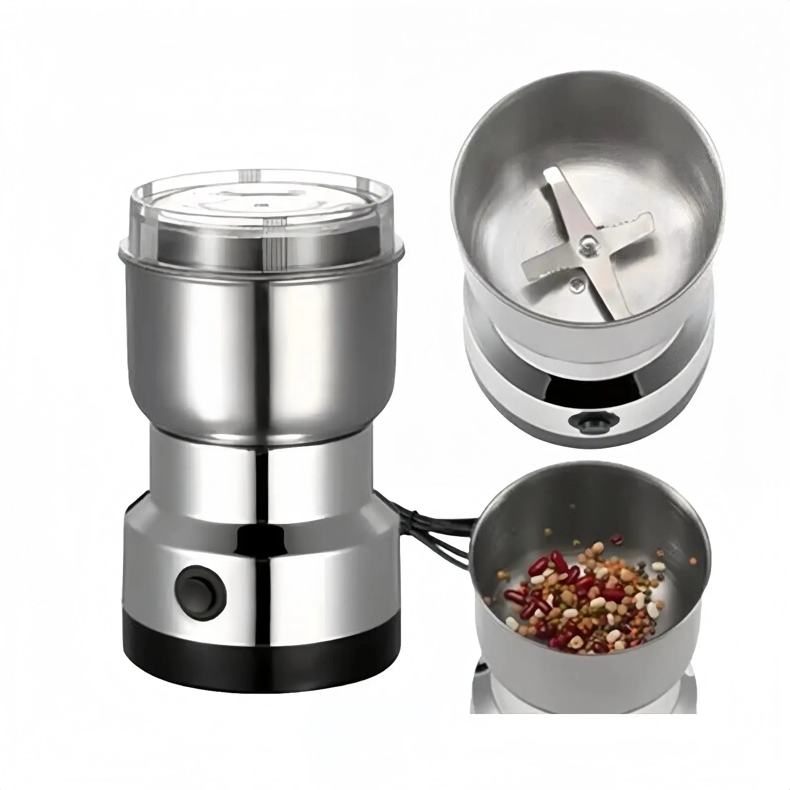 Household Stainless Steel Electric Grinder - Healthy, Energy Boost, Versatile for Coffee Beans, Spices - Corrosion-Resistant, Easy to Clean, No Fuss Operation