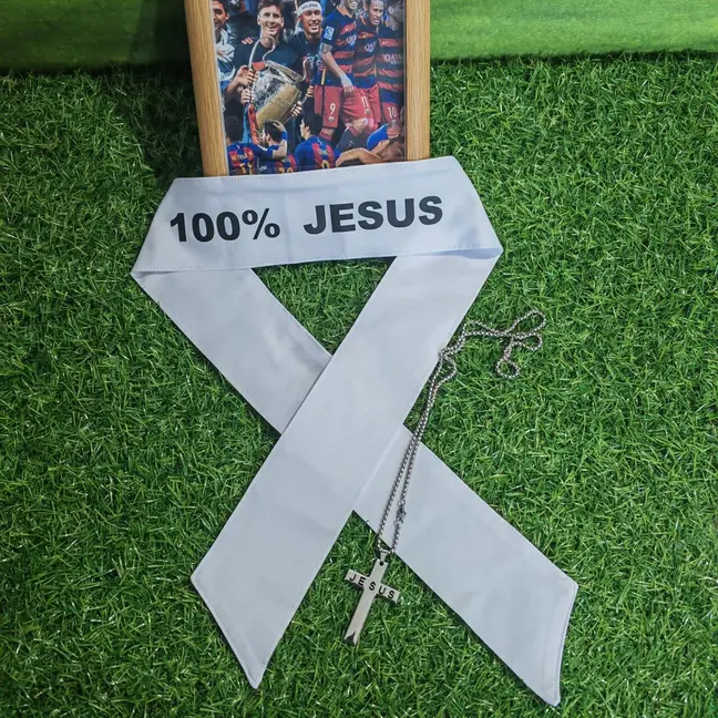 Versatile Fashion Headbands for Men Women, 100% Jesus Print Headband and Cross Necklace Set, Non-Slip Moisture-Wicking for Gym, Fitness, Athlete, Sweatband